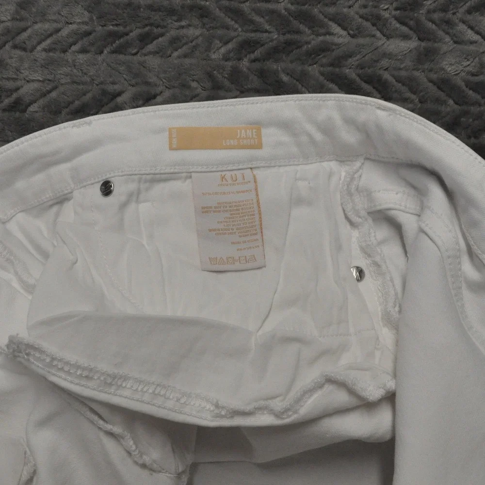 Kut‎ from the Kloth Jane Long Shorts 18 White Excellent High Rise Raw Hem (1826)